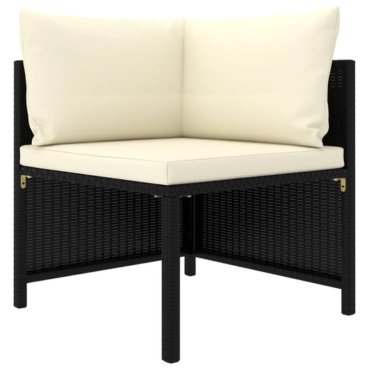 2-delige Loungeset met kussens poly rattan zwart