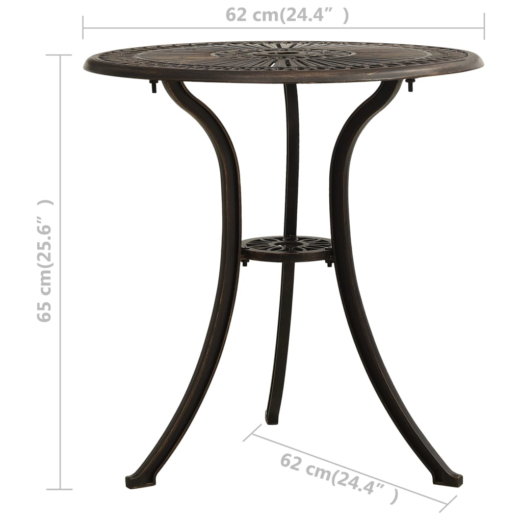 Tuintafel 62x62x65 cm gietaluminium bronskleurig