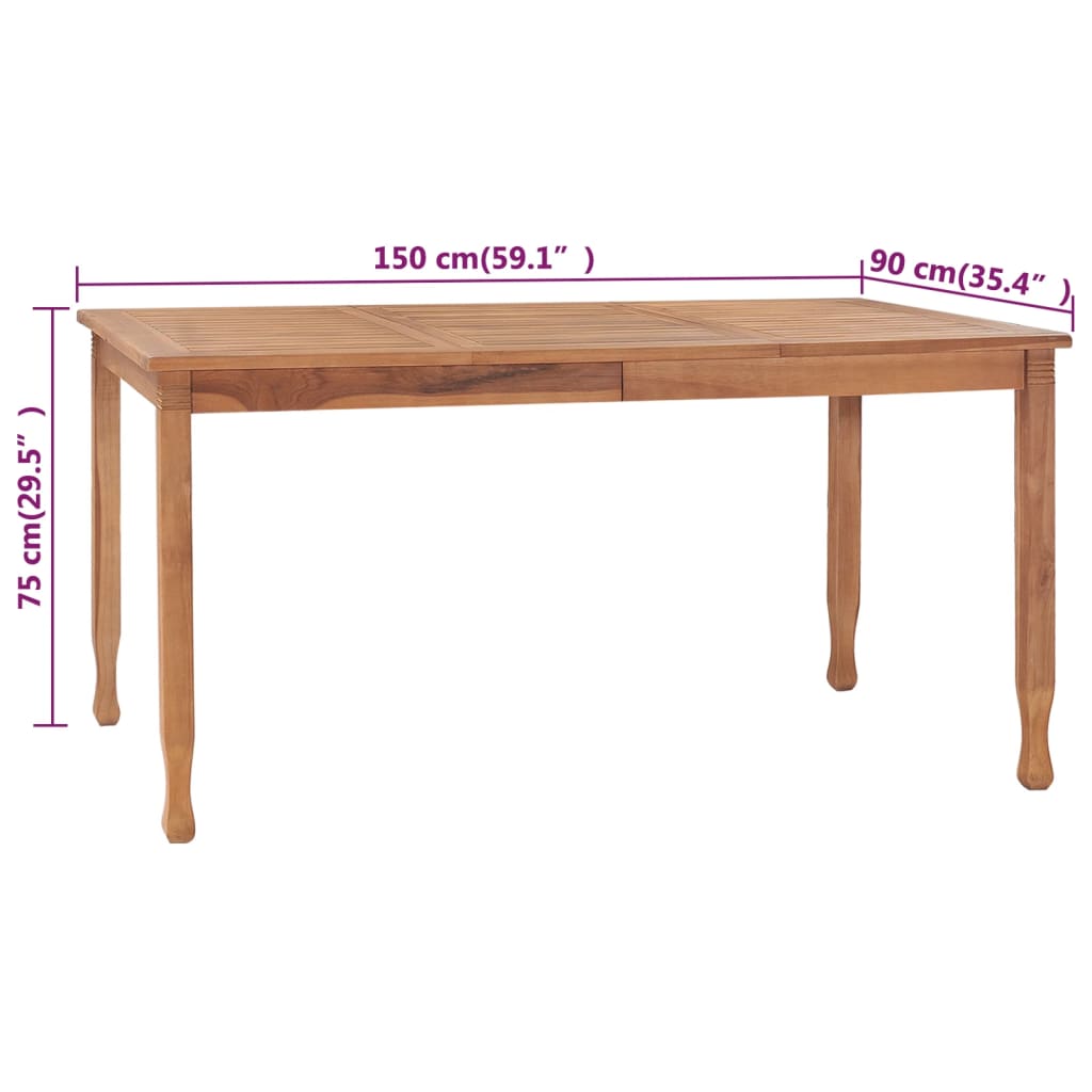 Tuintafel 150x90x75 cm massief teakhout