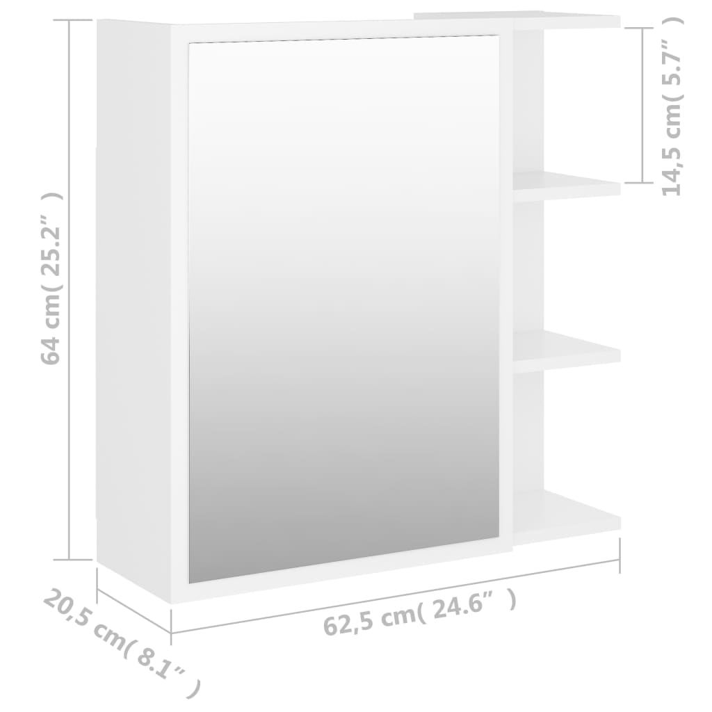 Badkamerspiegelkast 62,5x20,5x64 cm bewerkt hout wit