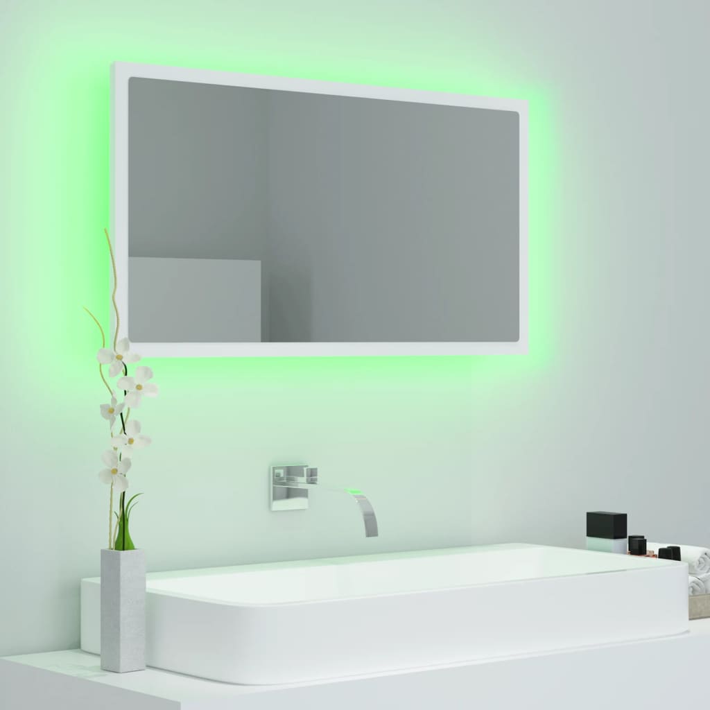 Badkamerspiegel LED 80x8,5x37 cm acryl wit