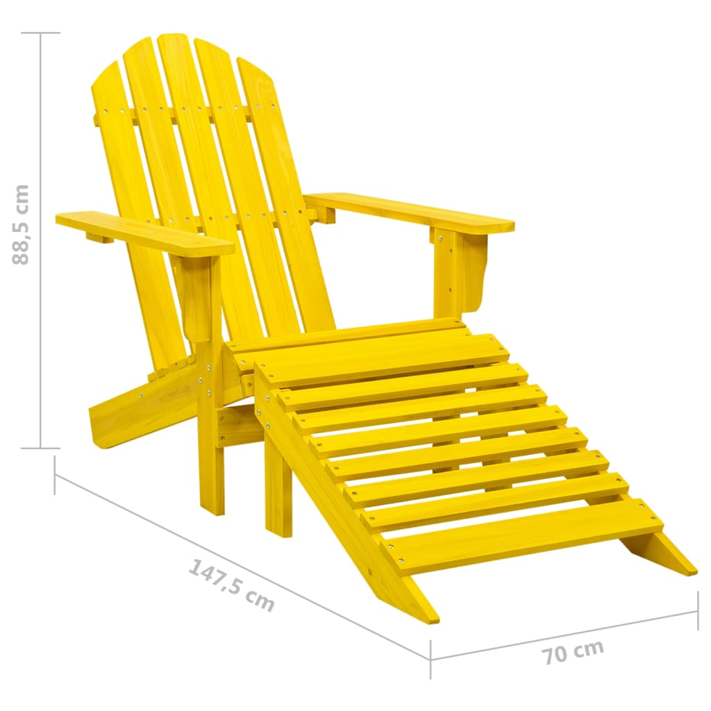 Tuinstoel Adirondack met voetenbank massief vurenhout geel