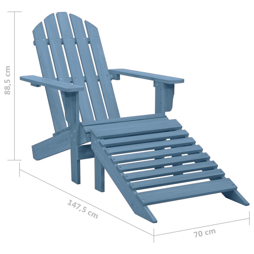 Tuinstoel Adirondack met voetenbank massief vurenhout blauw