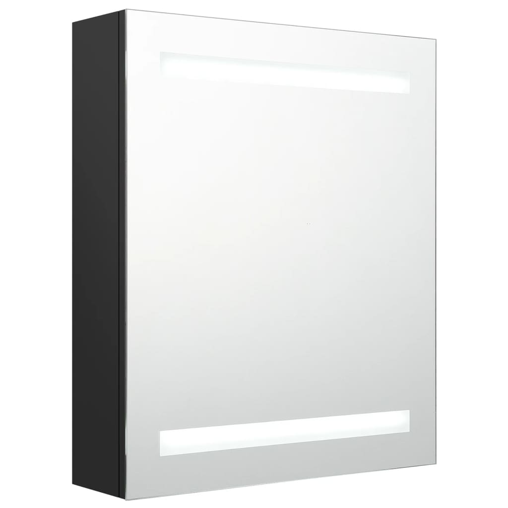 Badkamerkast met spiegel en LED 50x14x60 cm zwart