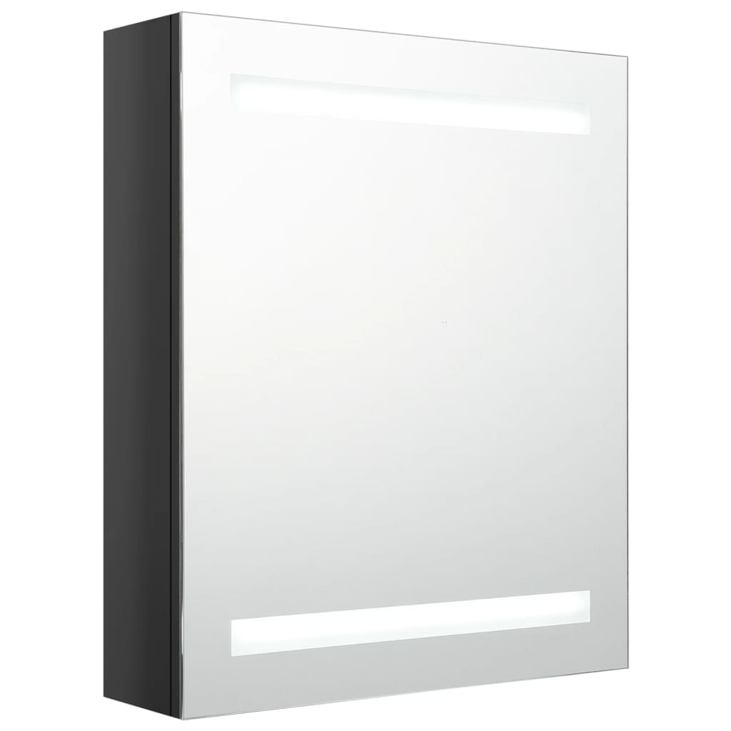 Badkamerkast met spiegel en LED 50x14x60 cm glanzend zwart