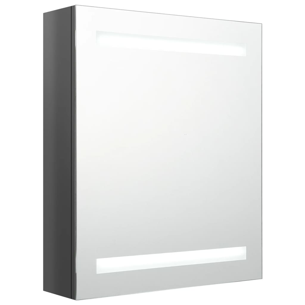 Badkamerkast met spiegel LED 50x14x60 cm glanzend grijs