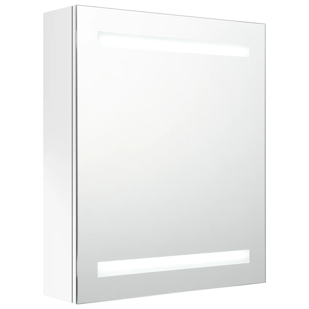 Badkamerkast met spiegel en LED 50x14x60 cm glanzend wit