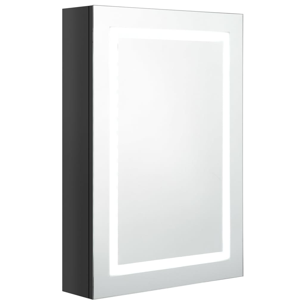 Badkamerkast met spiegel LED 50x13x70 cm glanzend zwart