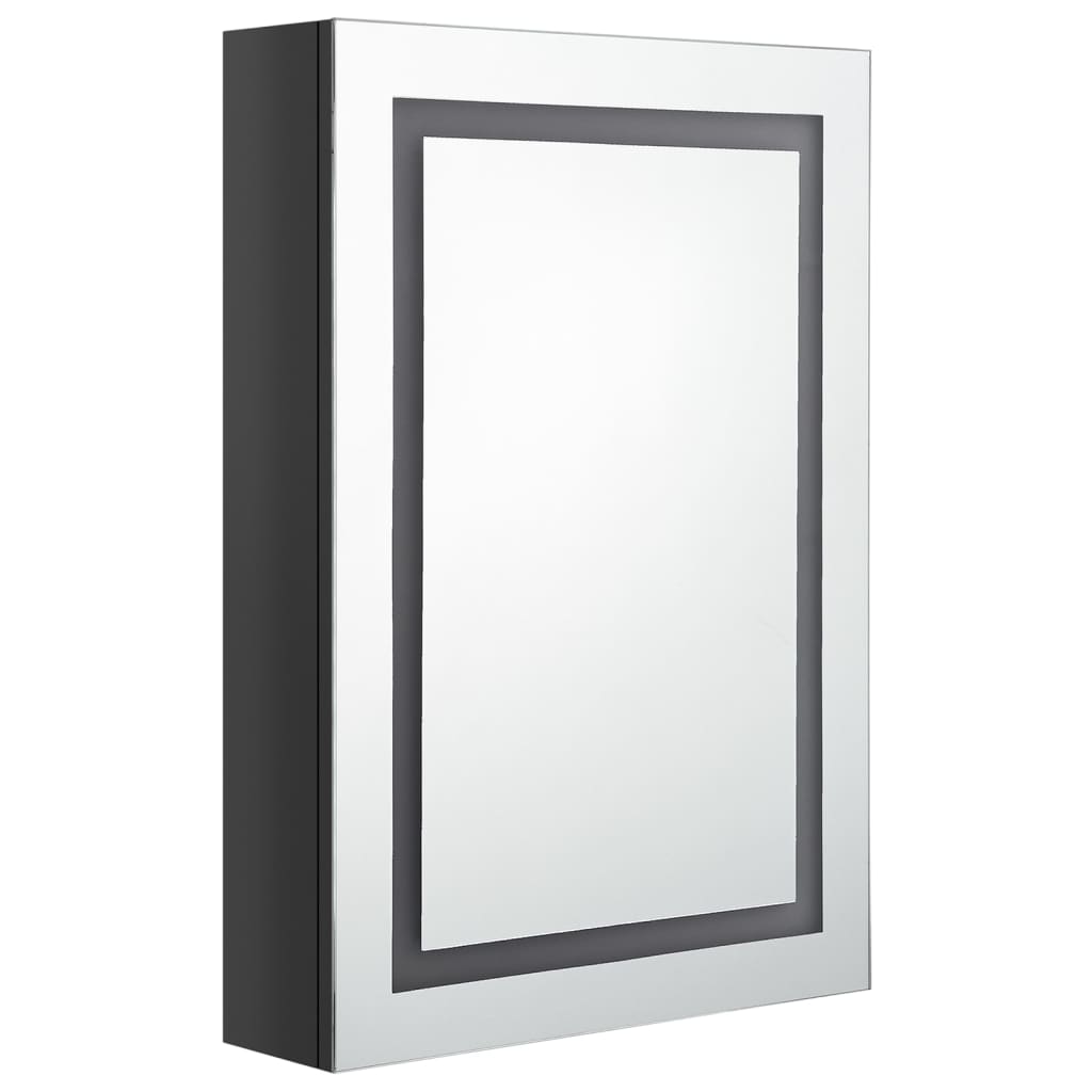 Badkamerkast met spiegel LED 50x13x70 cm glanzend zwart