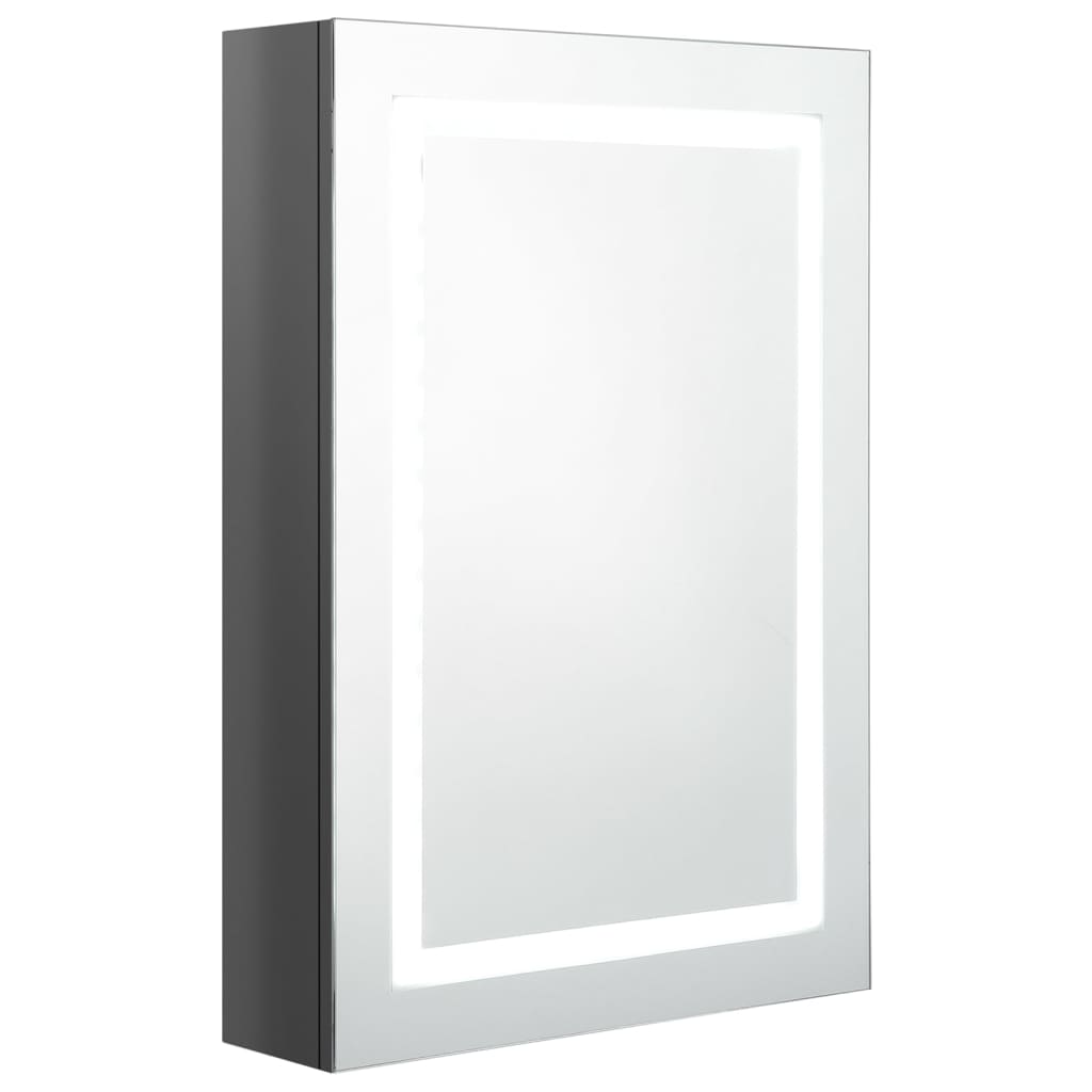 Badkamerkast met spiegel en LED 50x13x70 cm glanzend grijs