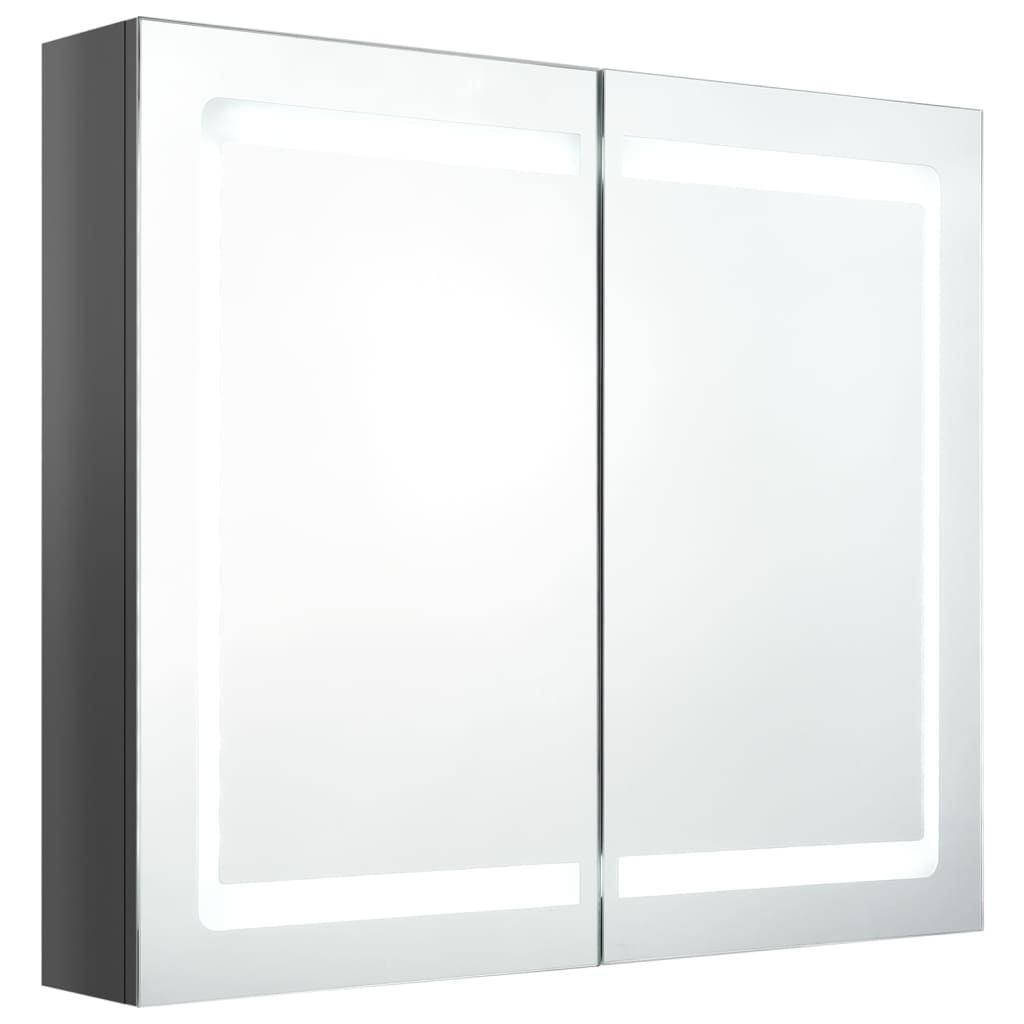 Badkamerkast met spiegel en LED 80x12x68 cm glanzend grijs