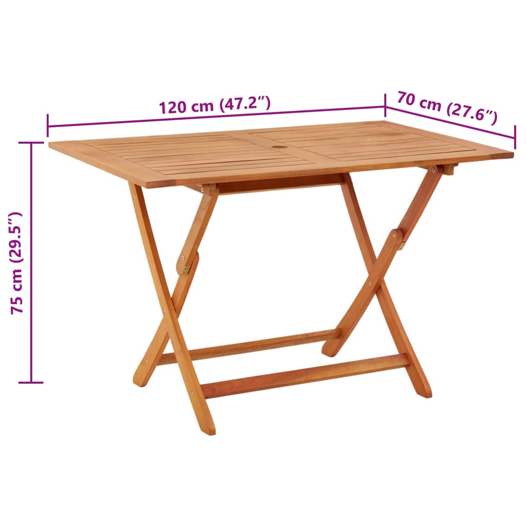 Tuintafel inklapbaar 120x70x75 cm massief eucalyptushout