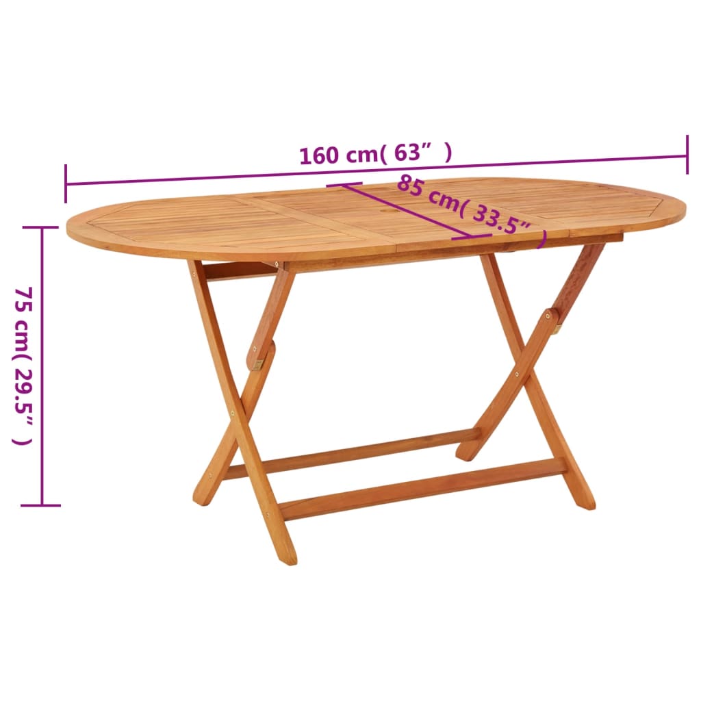 Tuintafel inklapbaar 160x85x75 cm massief eucalyptushout