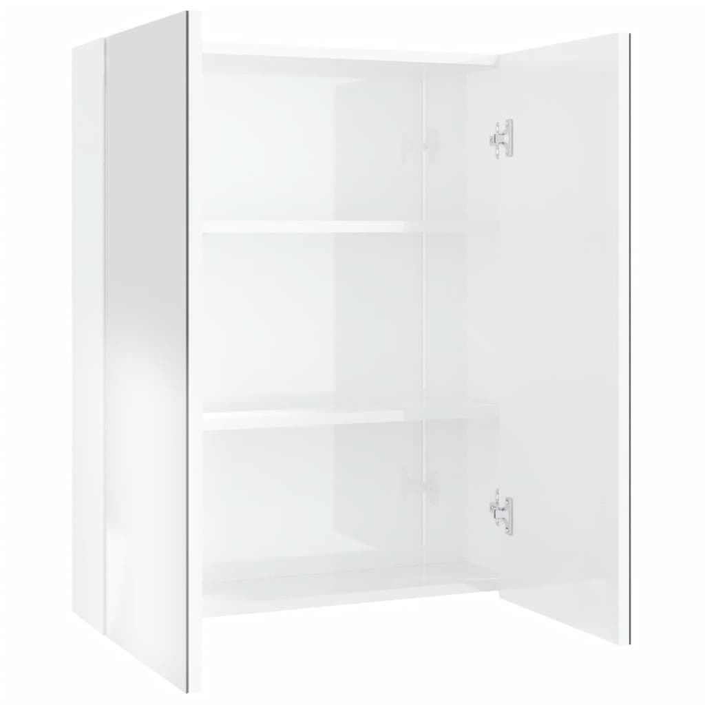 Badkamerkast met spiegel 60x15x75 cm MDF glanzend wit