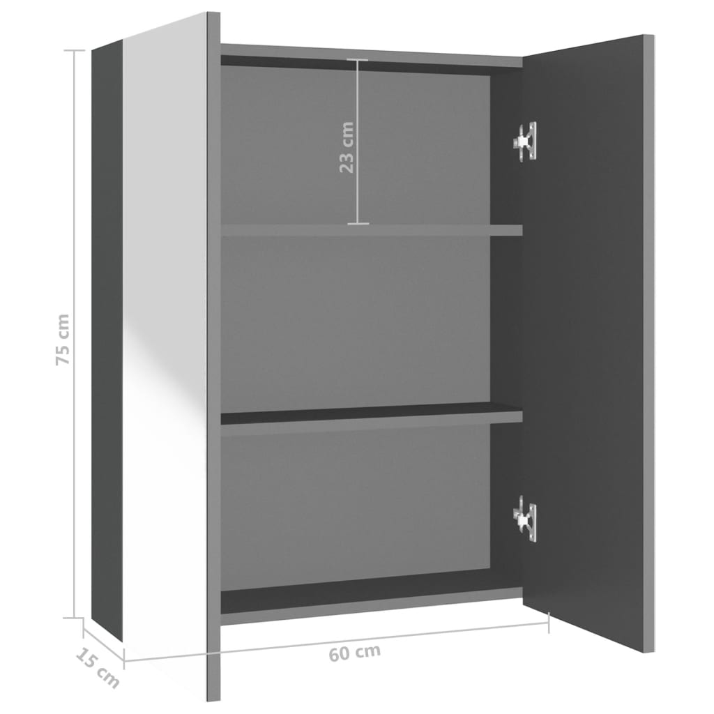 Badkamerkast met spiegel 60x15x75 cm MDF antracietkleurig