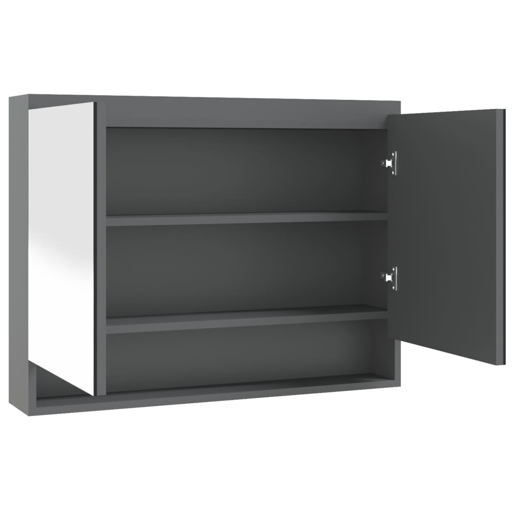 Badkamerkast met spiegel 80x15x60 cm MDF grijs