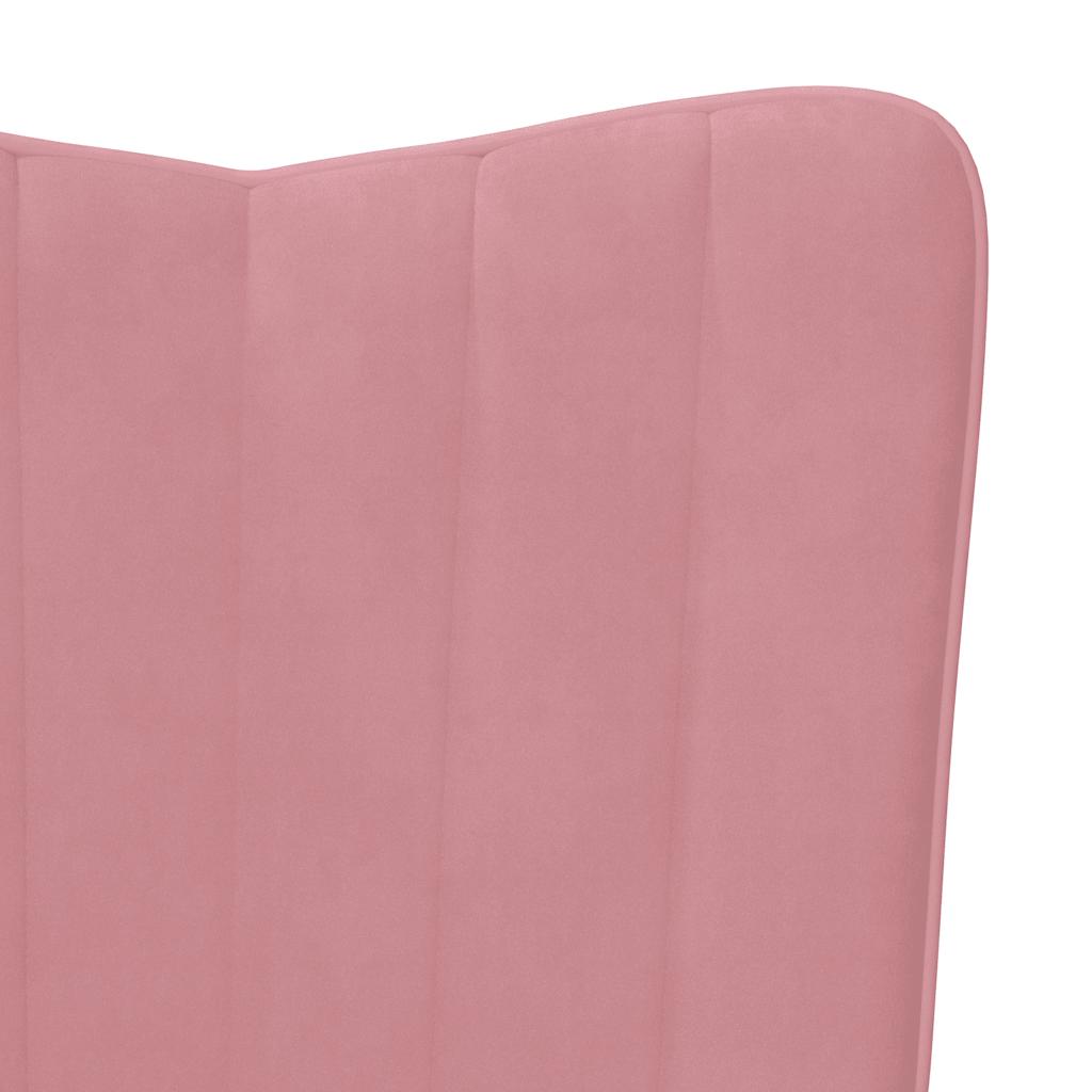 Relaxstoel met voetenbank fluweel roze