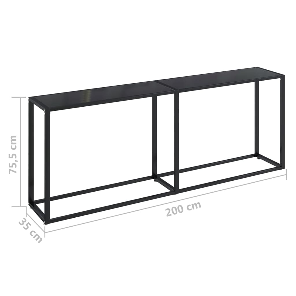 Wandtafel 200x35x75,5 cm gehard glas zwart