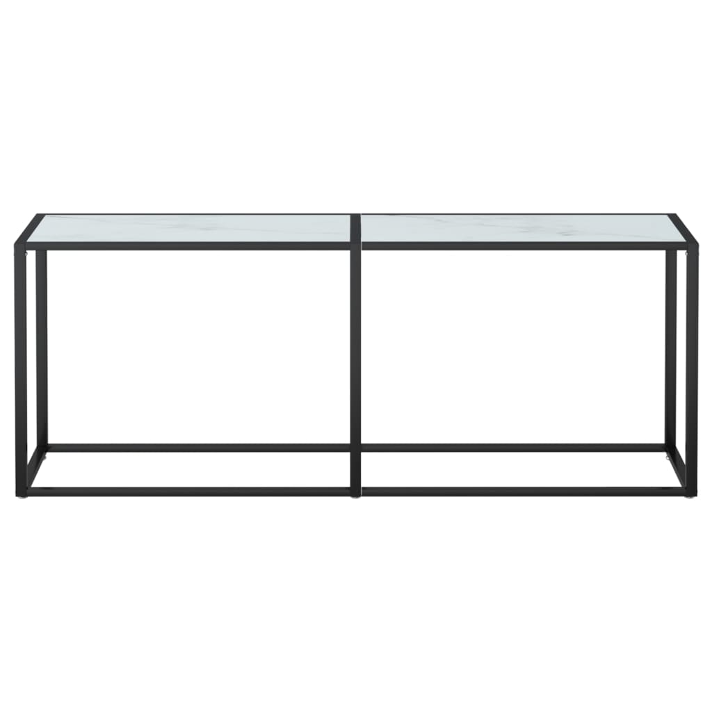 Wandtafel 200x35x75,5 cm gehard glas witmarmerkleurig