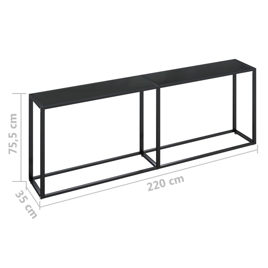 Wandtafel 220x35x75,5 cm gehard glas zwart