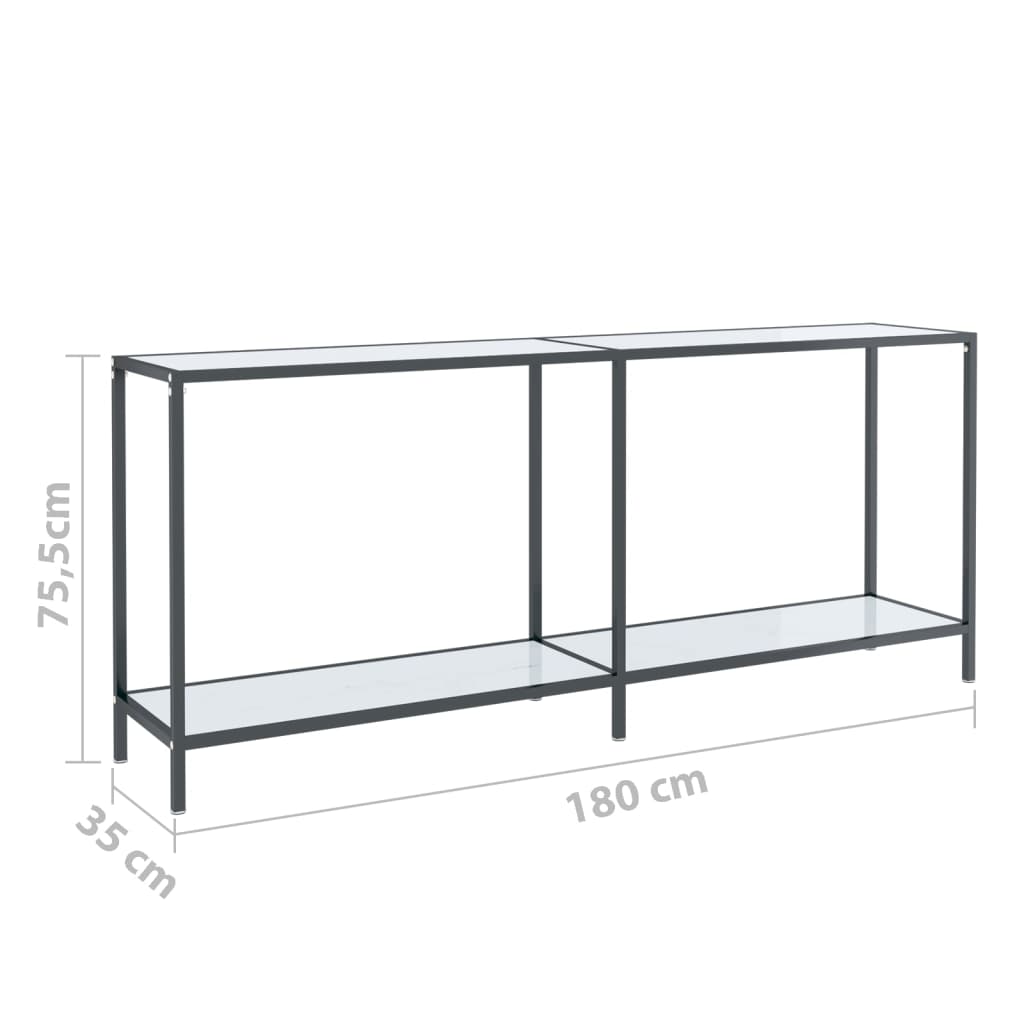 Wandtafel 180x35x75,5 cm gehard glas wit