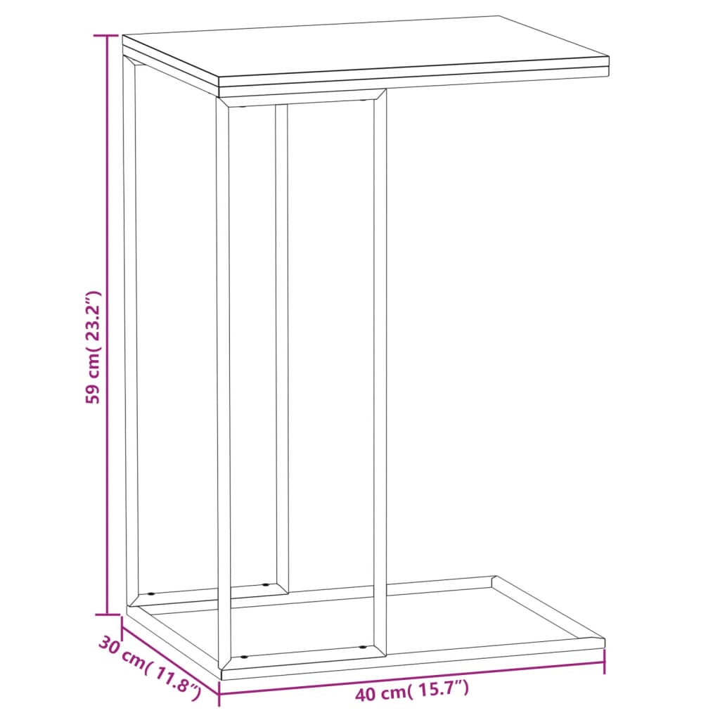 Bijzettafel 40x30x59 cm bewerkt hout zwart