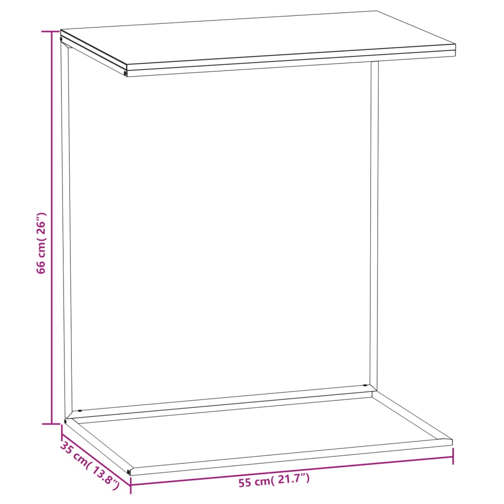 Bijzettafel 55x35x66 cm bewerkt hout zwart