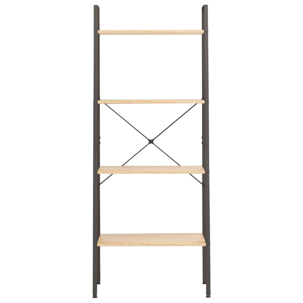 Ladderrek met 4 schappen 56x35x140 cm lichtbruin en zwart