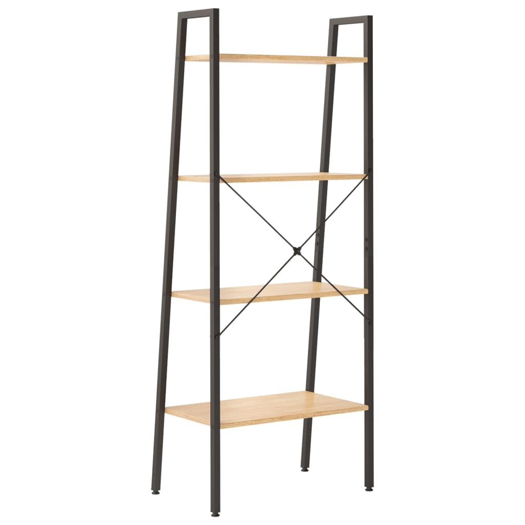 Ladderrek met 4 schappen 56x35x140 cm lichtbruin en zwart