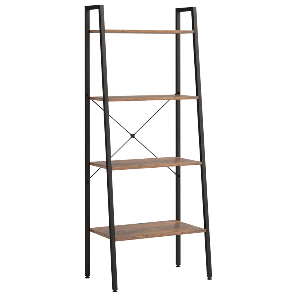 Ladderrek met 4 schappen 56x35x140 cm donkerbruin en zwart