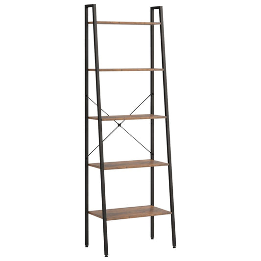 Ladderrek met 5 schappen 56x35x174 cm donkerbruin en zwart