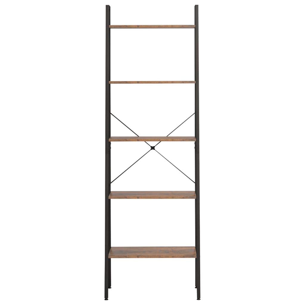 Ladderrek met 5 schappen 56x35x174 cm donkerbruin en zwart