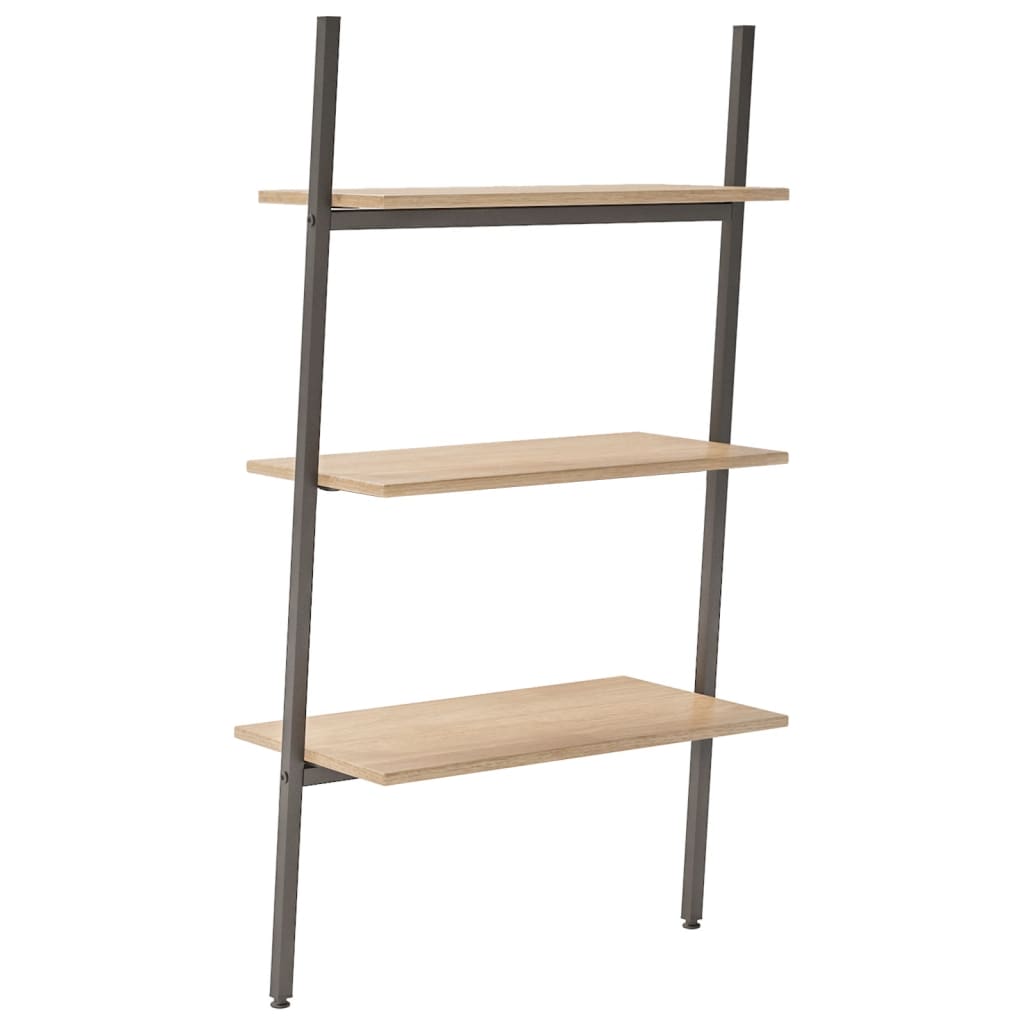 Ladderrek met 3 schappen 64x34x116 cm lichtbruin en zwart