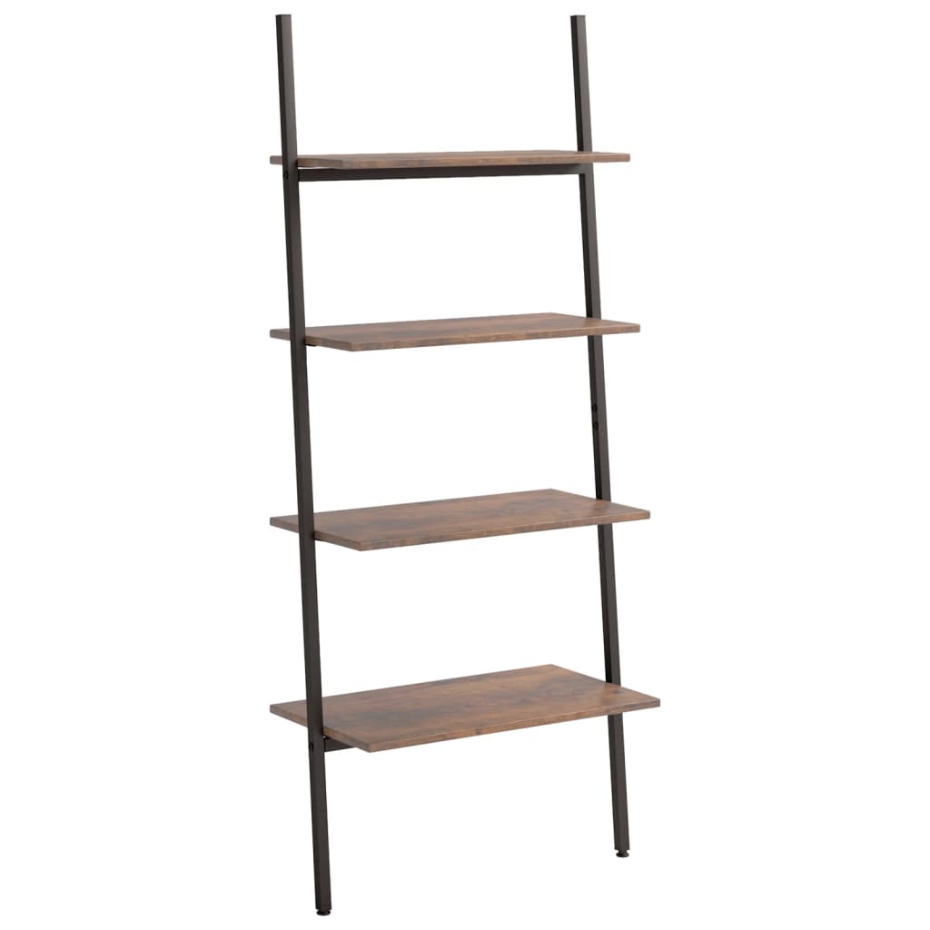 Ladderrek met 4 schappen 64x34x150,5 cm donkerbruin en zwart