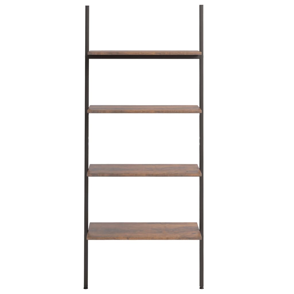 Ladderrek met 4 schappen 64x34x150,5 cm donkerbruin en zwart