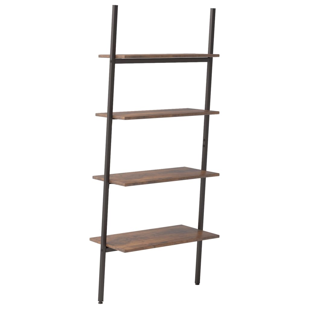 Ladderrek met 4 schappen 64x34x150,5 cm donkerbruin en zwart