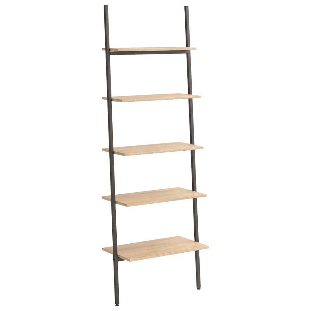 Ladderrek met 5 schappen 64x34x185,5 cm lichtbruin en zwart