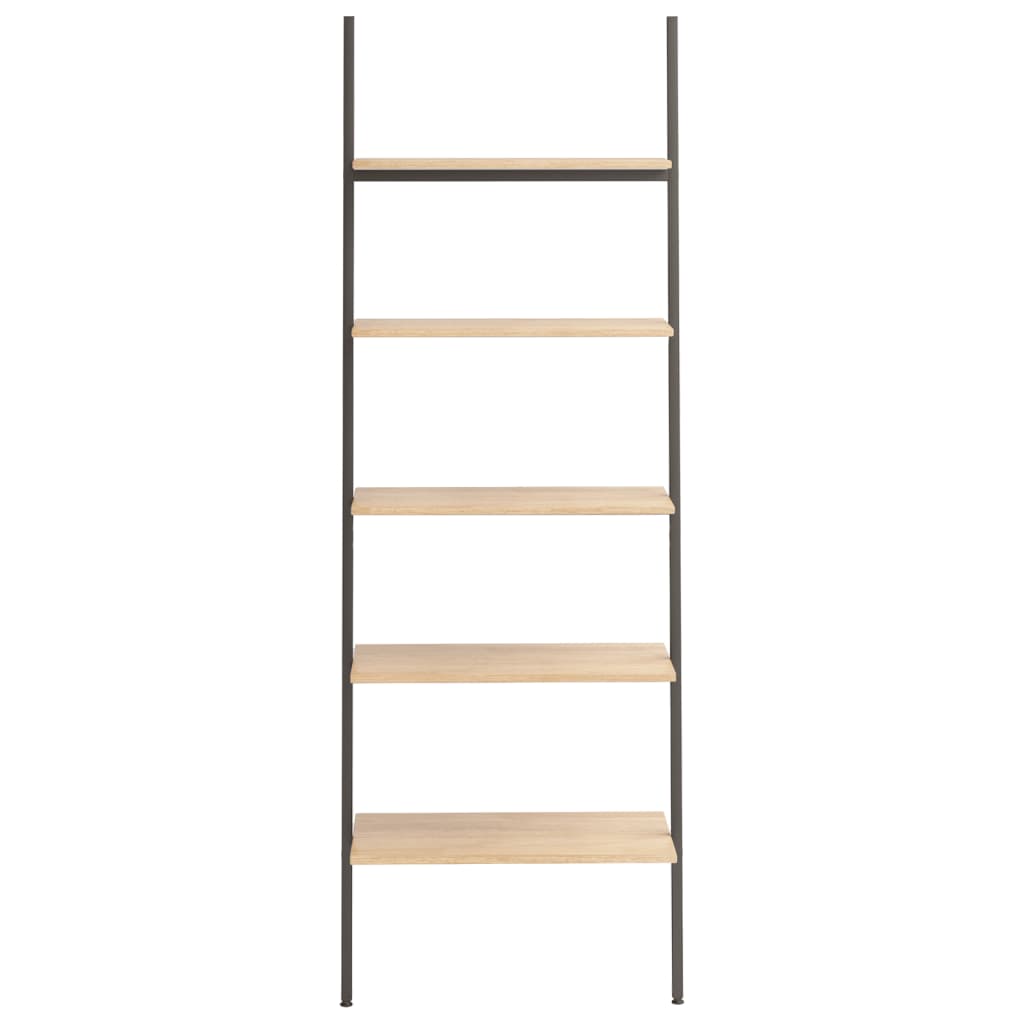 Ladderrek met 5 schappen 64x34x185,5 cm lichtbruin en zwart