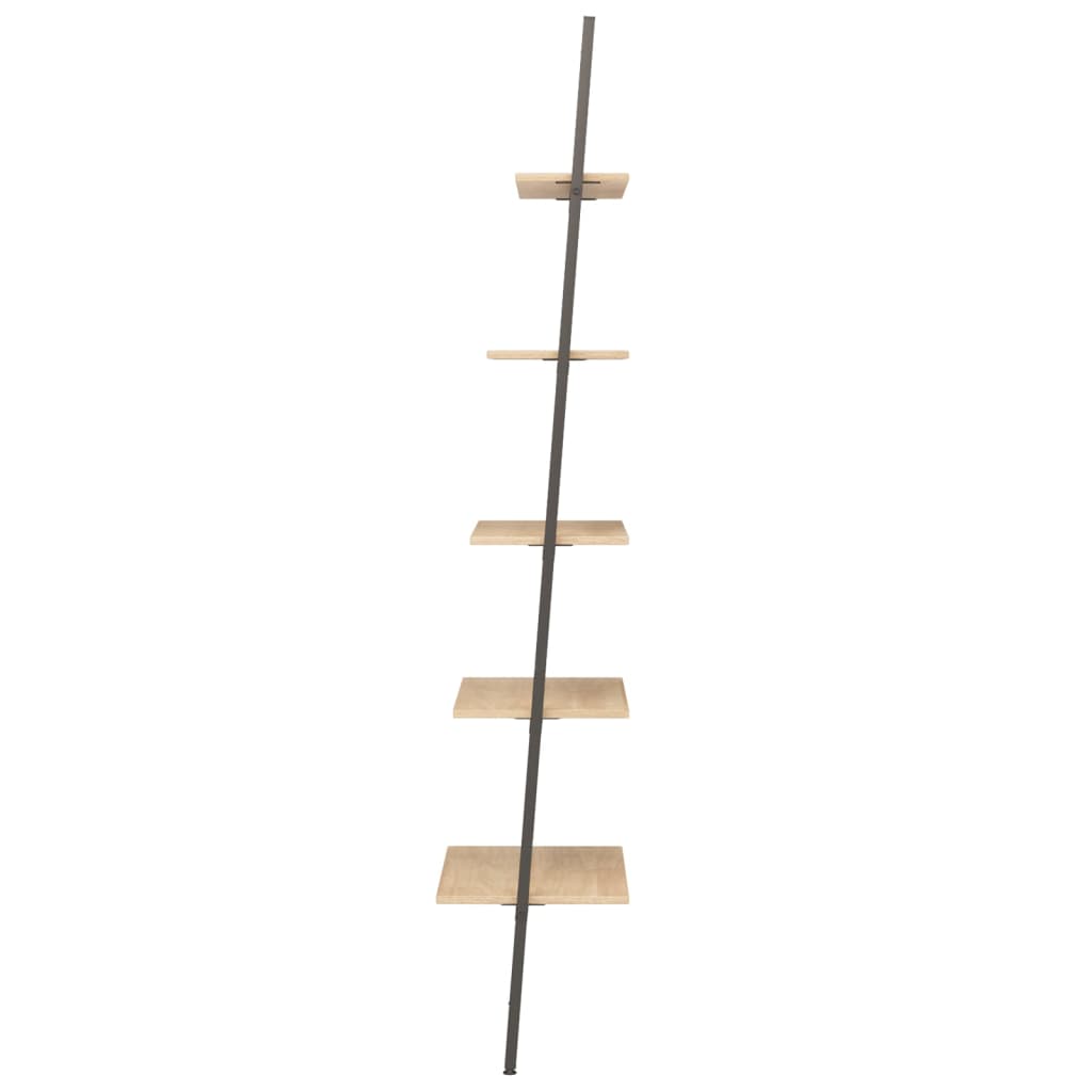 Ladderrek met 5 schappen 64x34x185,5 cm lichtbruin en zwart