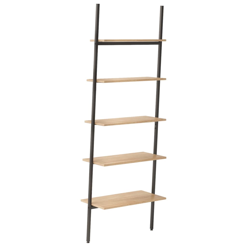 Ladderrek met 5 schappen 64x34x185,5 cm lichtbruin en zwart