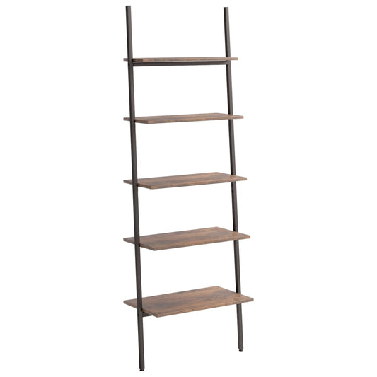 Ladderrek met 5 schappen 64x34x185,5 cm donkerbruin en zwart