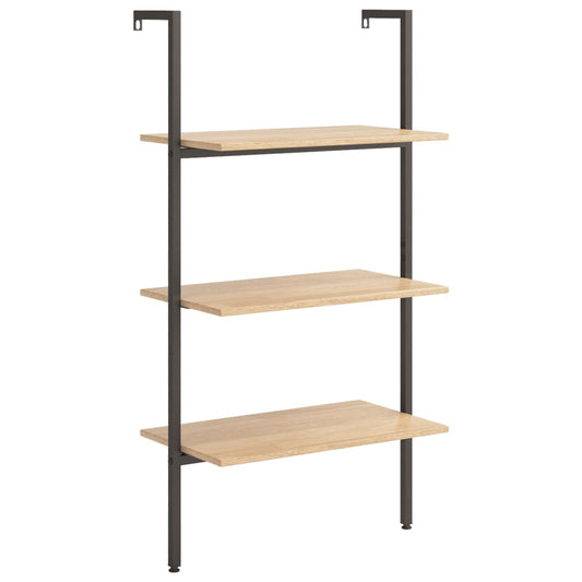 Ladderrek met 3 schappen 64x35x120,5 cm lichtbruin en zwart