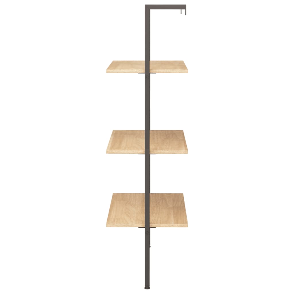 Ladderrek met 3 schappen 64x35x120,5 cm lichtbruin en zwart