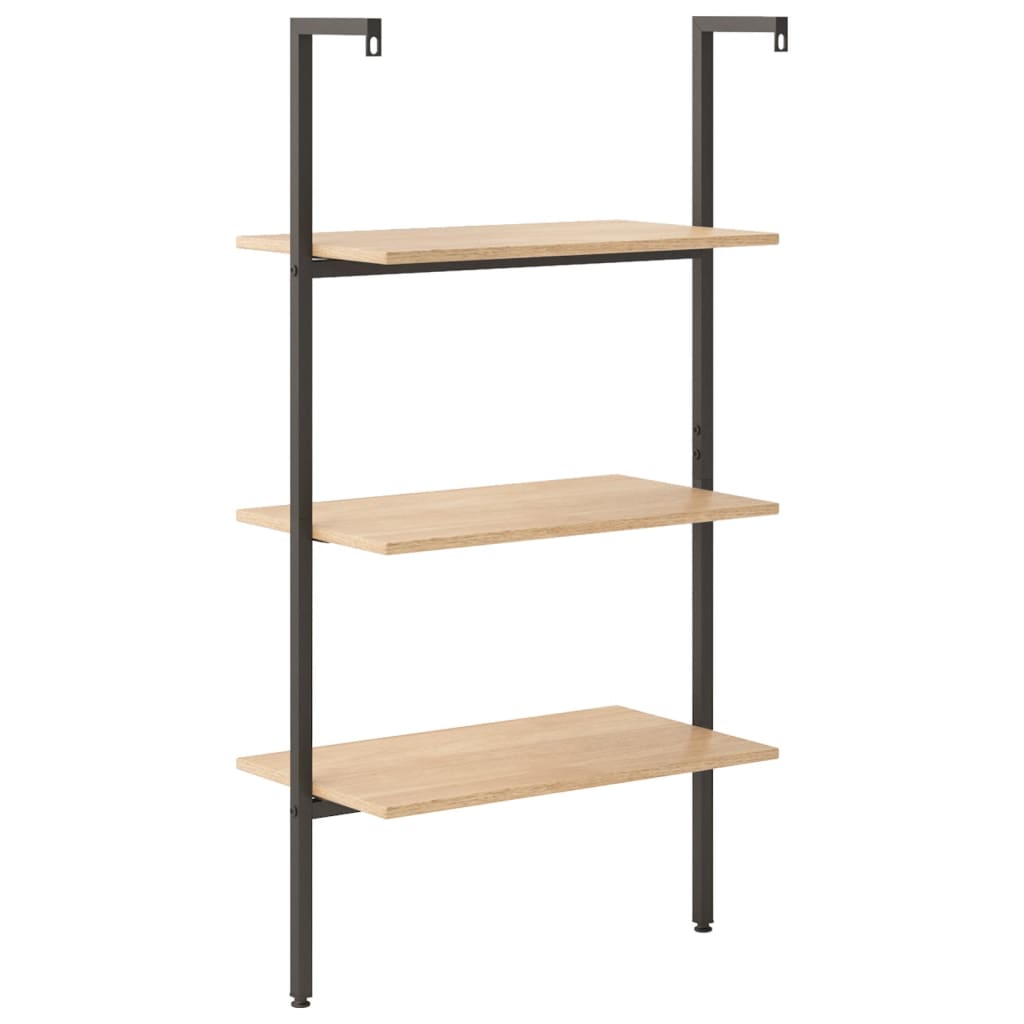 Ladderrek met 3 schappen 64x35x120,5 cm lichtbruin en zwart