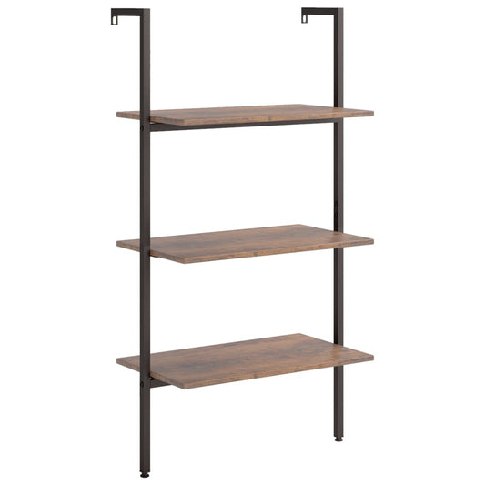 Ladderrek met 3 schappen 64x35x120,5 cm donkerbruin en zwart