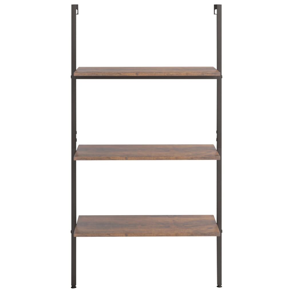 Ladderrek met 3 schappen 64x35x120,5 cm donkerbruin en zwart