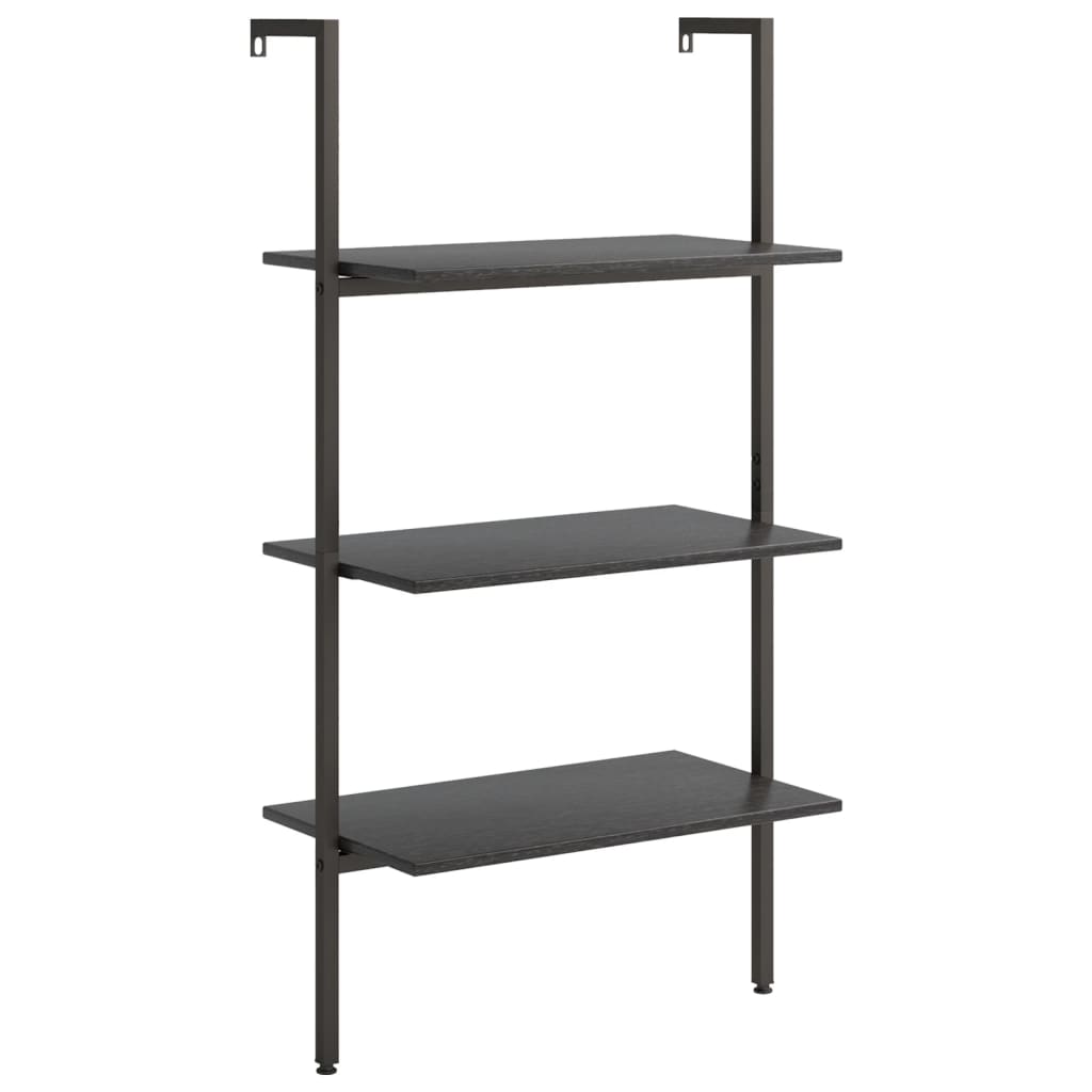 Ladderrek met 3 schappen 64x35x120,5 cm zwart