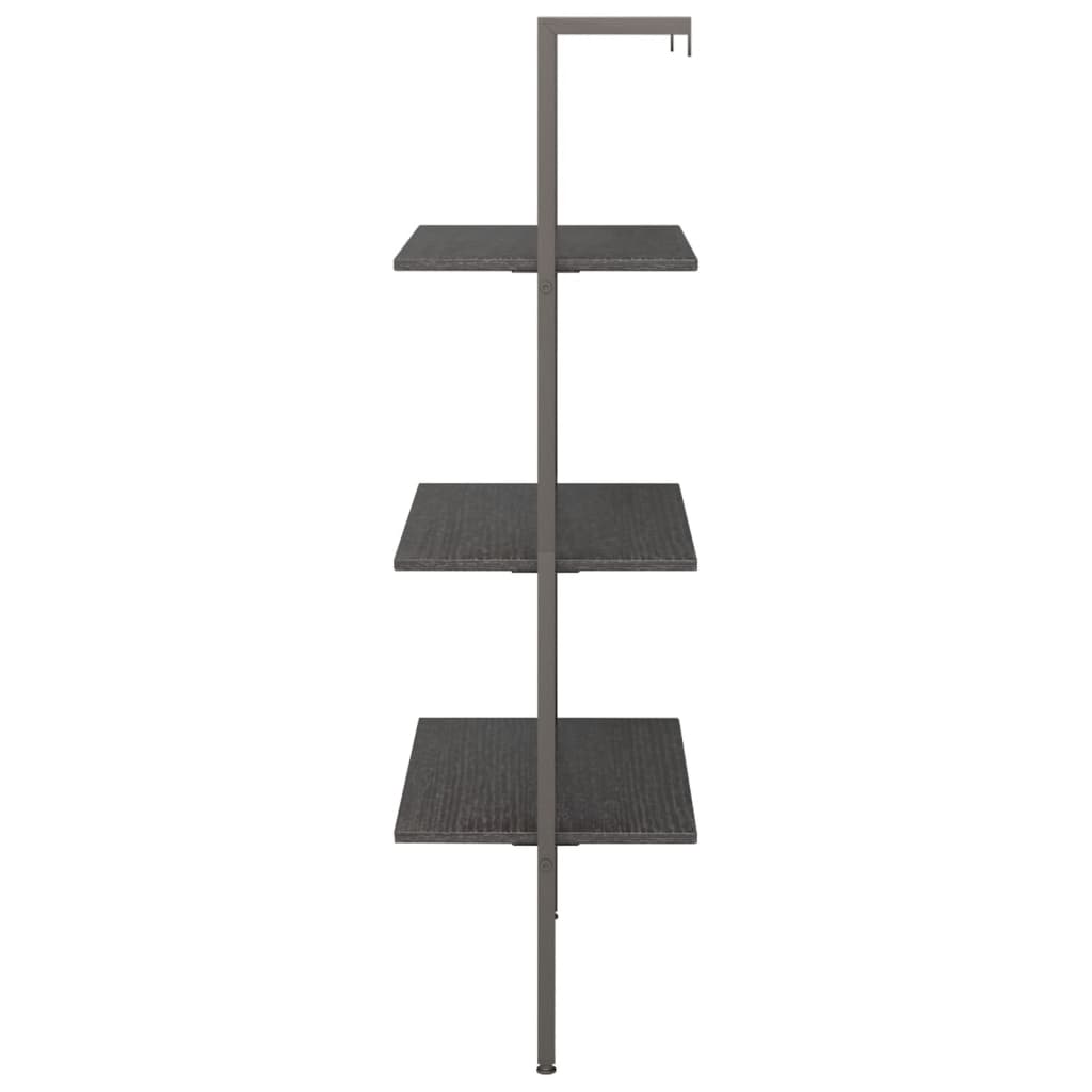 Ladderrek met 3 schappen 64x35x120,5 cm zwart