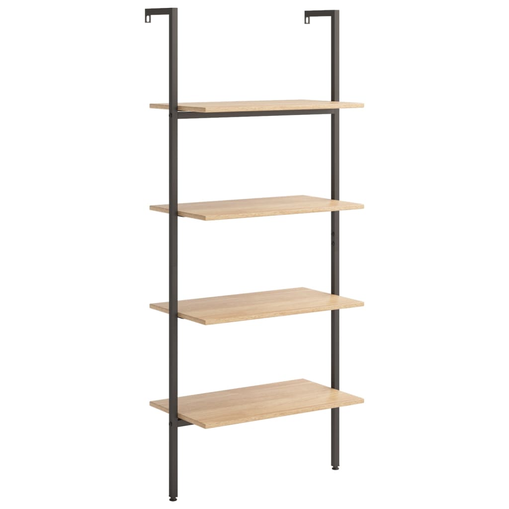 Ladderrek met 4 schappen 64x35x152,5 cm lichtbruin en zwart