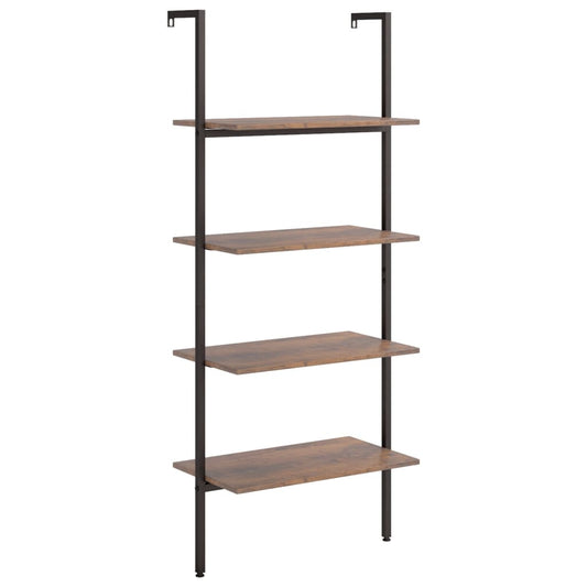 Ladderrek met 4 schappen 64x35x152,5 cm donkerbruin en zwart